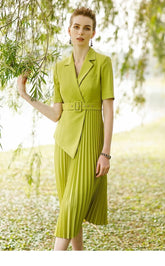 Lime Light Pleated Midi Dress